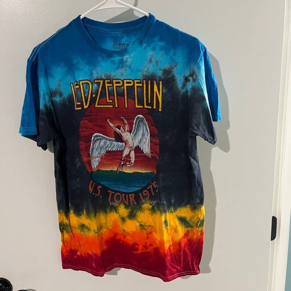 Led Zeppelin 1975 U.S. Tour Tie Dye Graphic Band T Shrt Medium Official Licensed
